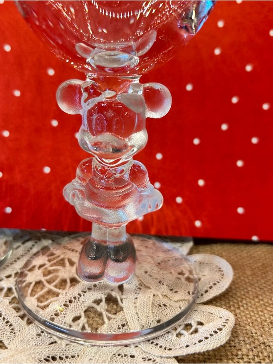 VTG Disney Mickey & Minnie 3D Figure Stem Wine Glass Set w/ Box Disney Wedding - Picture 4 of 16